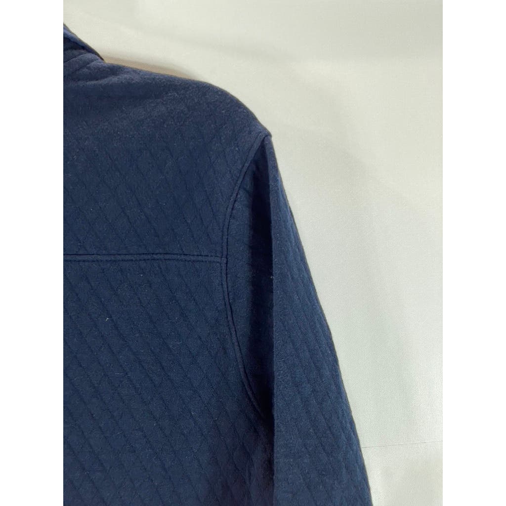 GOODFELLOW & CO Men's Navy Quilted Snap-Button Stand Collar Pullover Sweater SZS