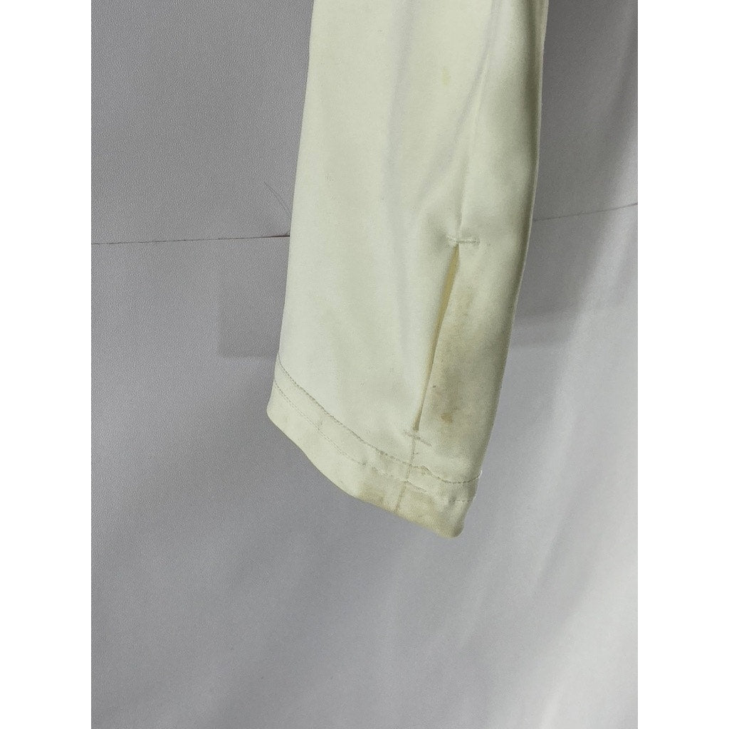 UNBRANDED Women’s White Stand Collar Fitted Zip-Up Sweater SZ XS
