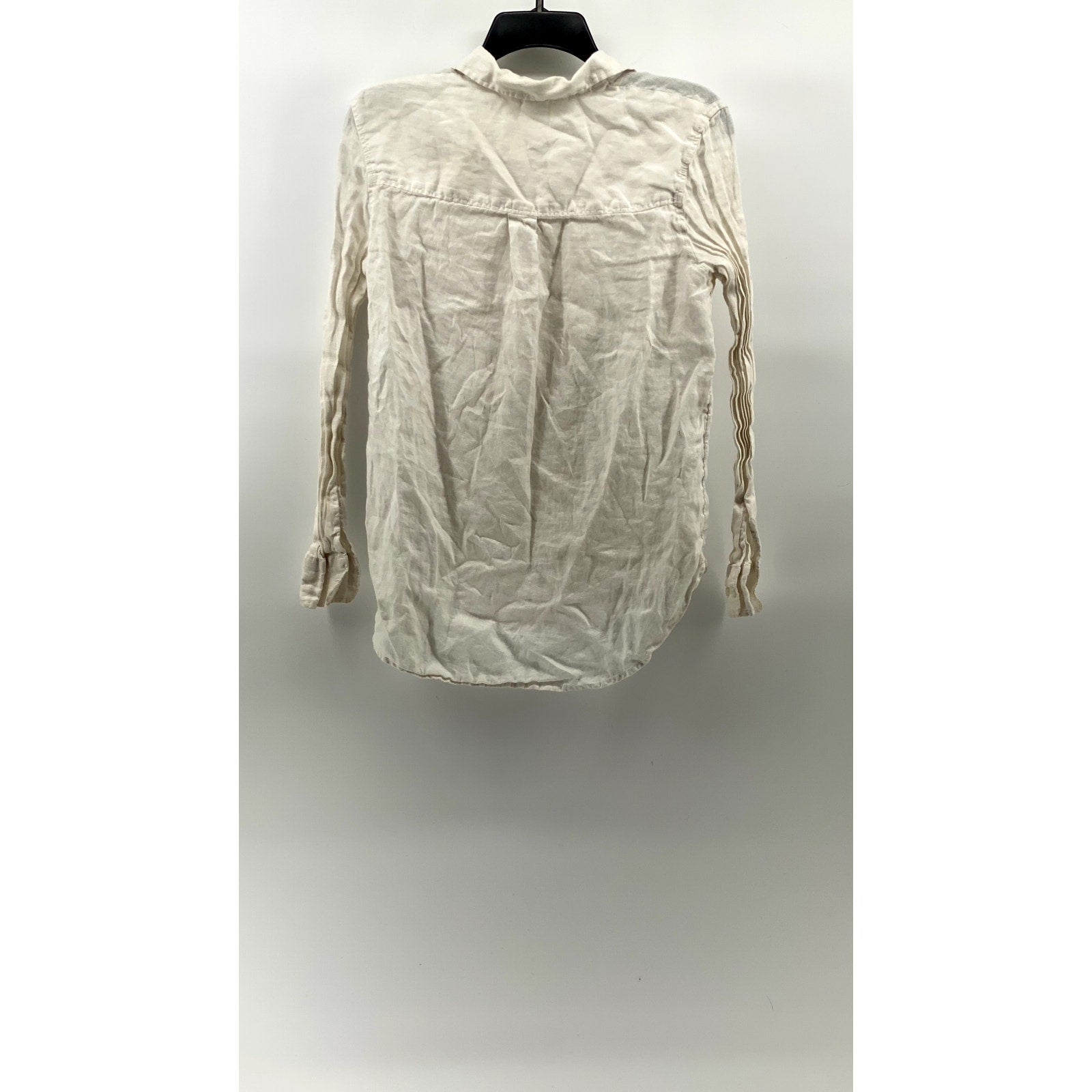 H&M Women’s White Regular Fit Linen Button-Up Long Sleeve Top SZ XS