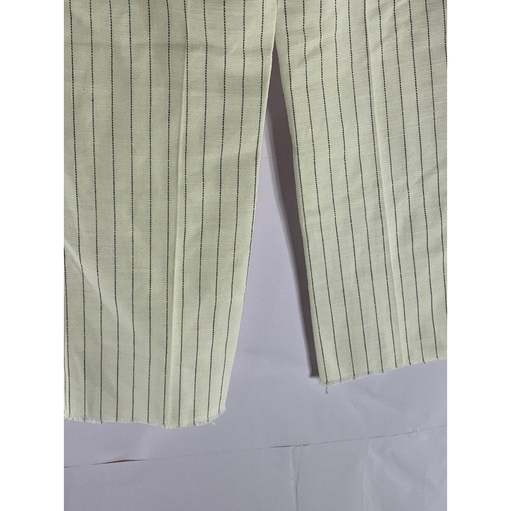 FACIS VENTANNI Women's Vintage Cream Pinstripe Straight-Leg Pant SZ M