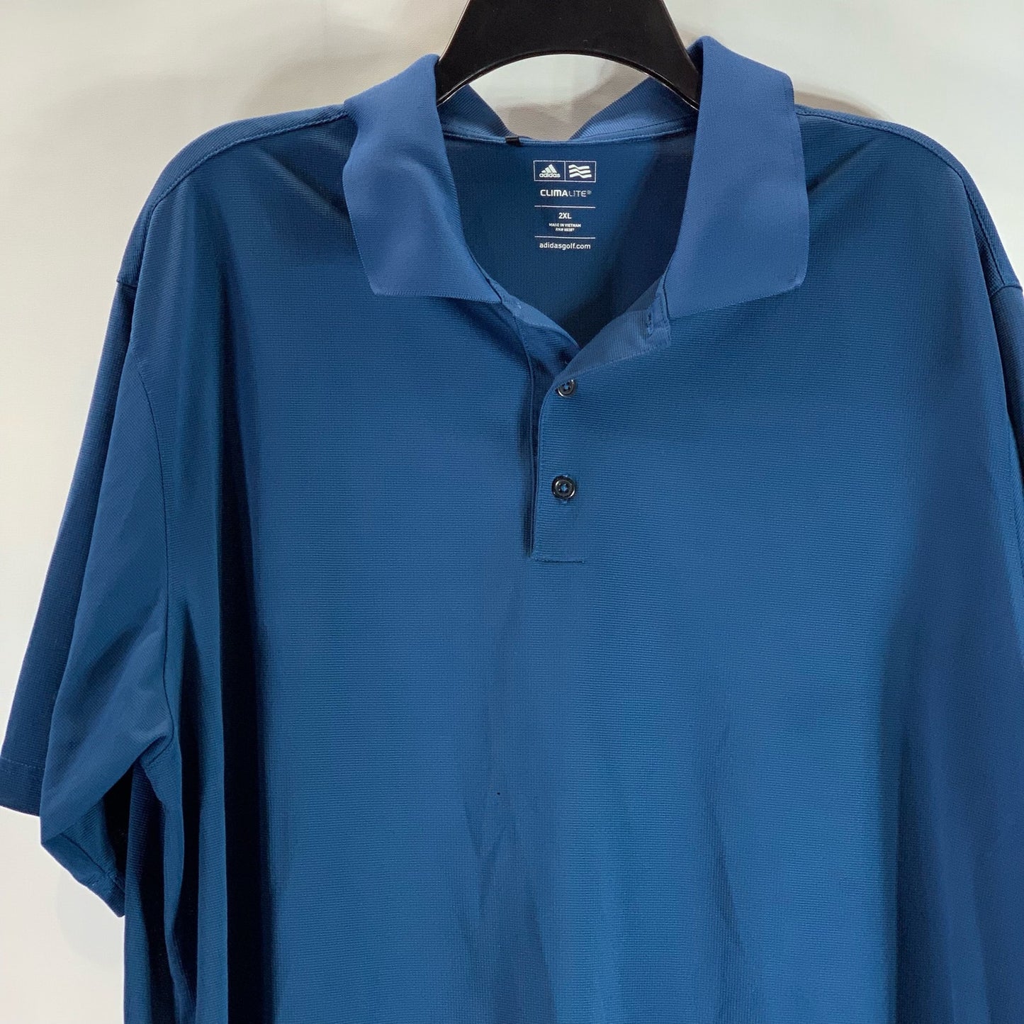 ADIDAS Men's Blue Climalite Textured Regular-Fit Short Sleeve Golf Polo SZ 2XL