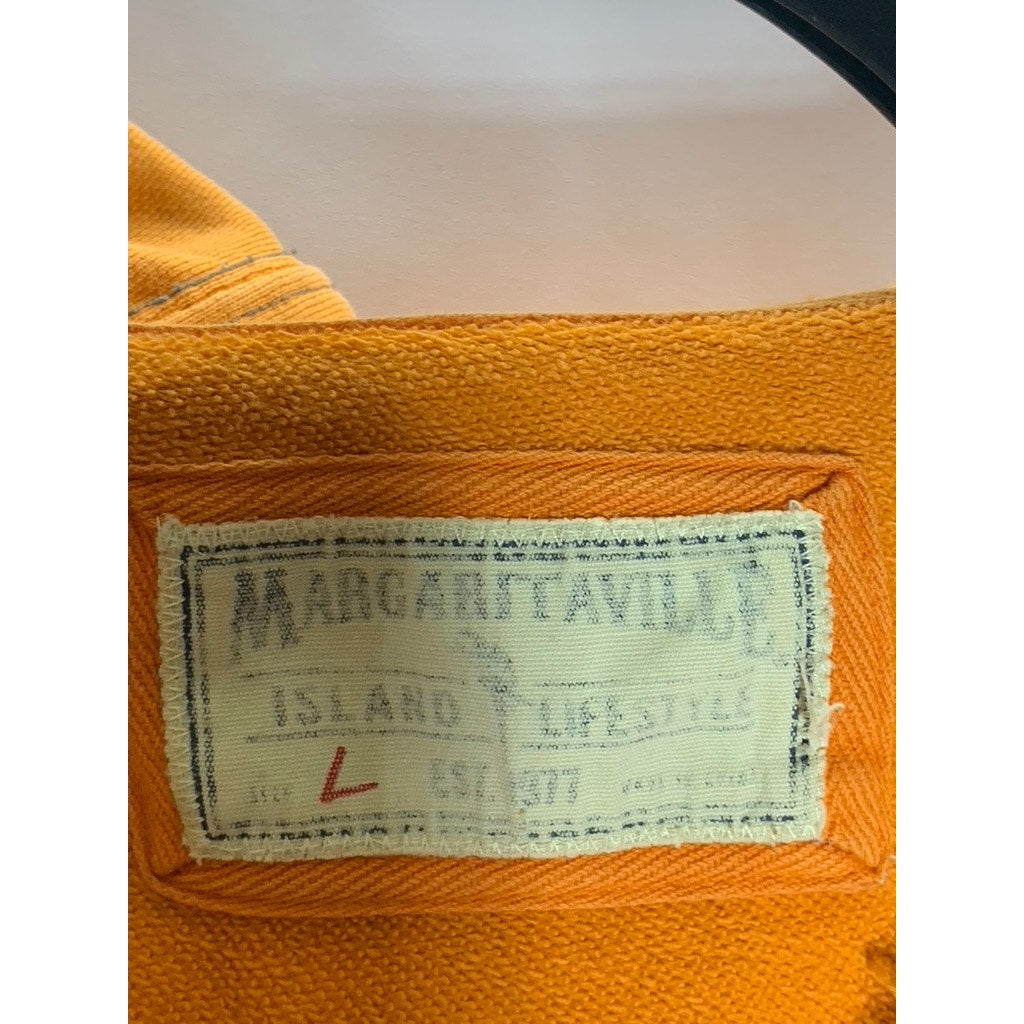 MARGARITAVILLE Men's Vintage Orange Graphic Zip-Up Hooded Sweater SZ L