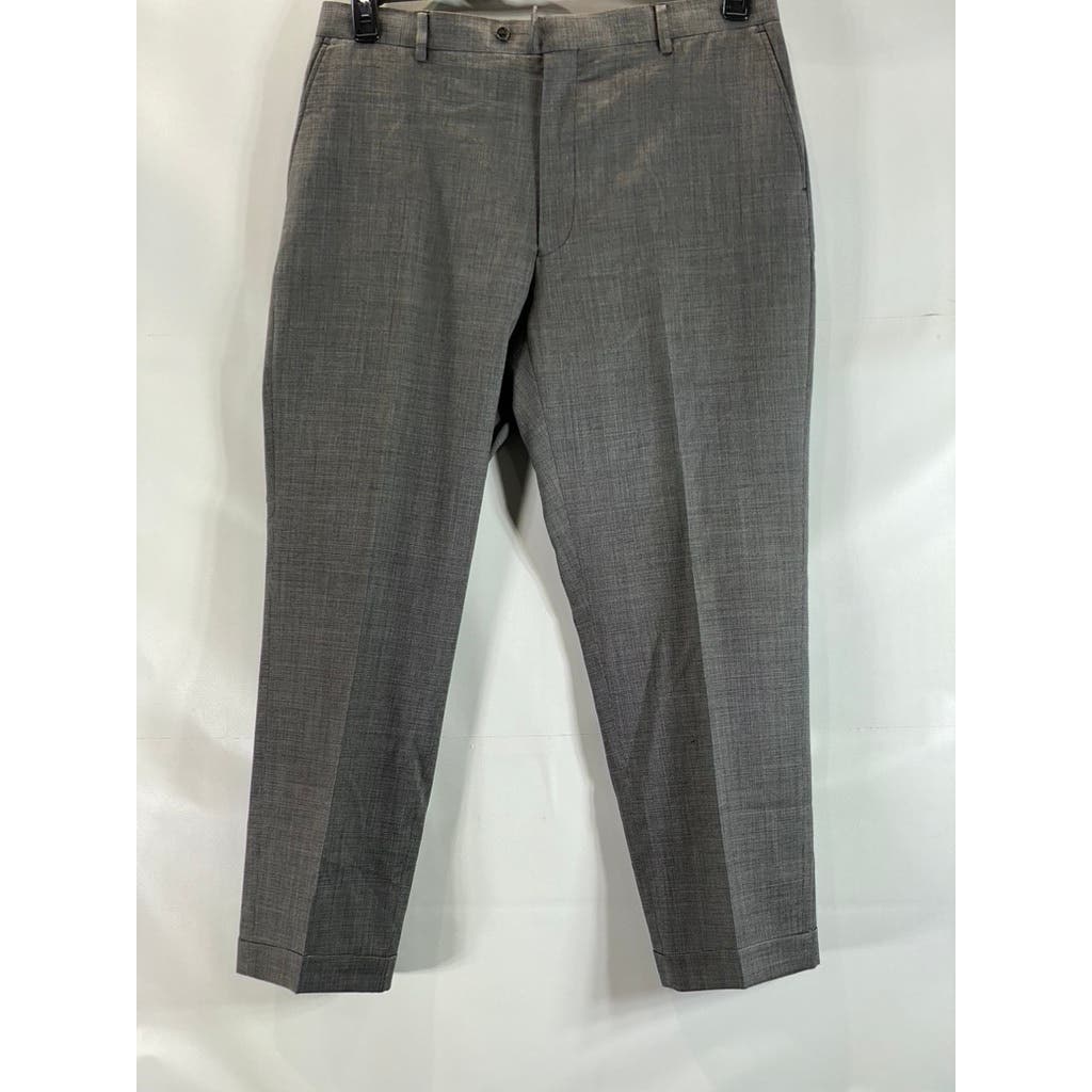 PRONTO UOMO Men's Black Modern-Fit Flat Front Wool Dress Pants SZ 39X30