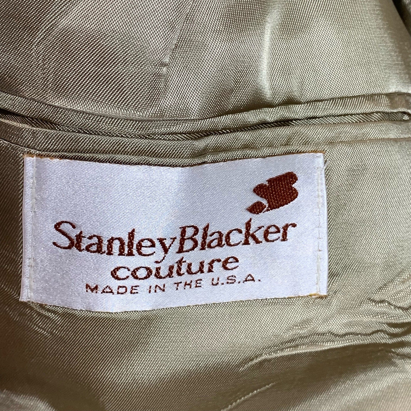 STANLEY BLACKER COUTURE Men's Tan Two-Button Worsted Wool Short Blazer SZ 37S