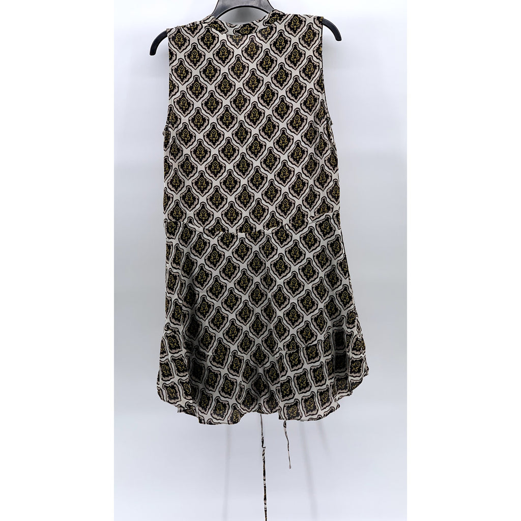 A.L.C Women’s Cream Printed Calder Sleeveless Tie-Waist Mini A-line Dress SZ 8