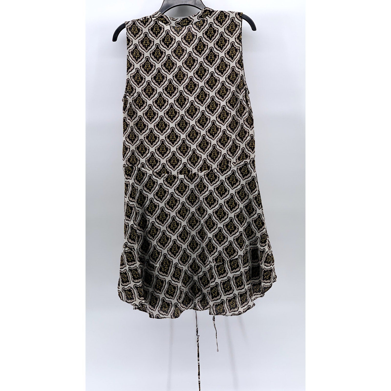 A.L.C Women’s Cream Printed Calder Sleeveless Tie-Waist Mini A-line Dress SZ 8