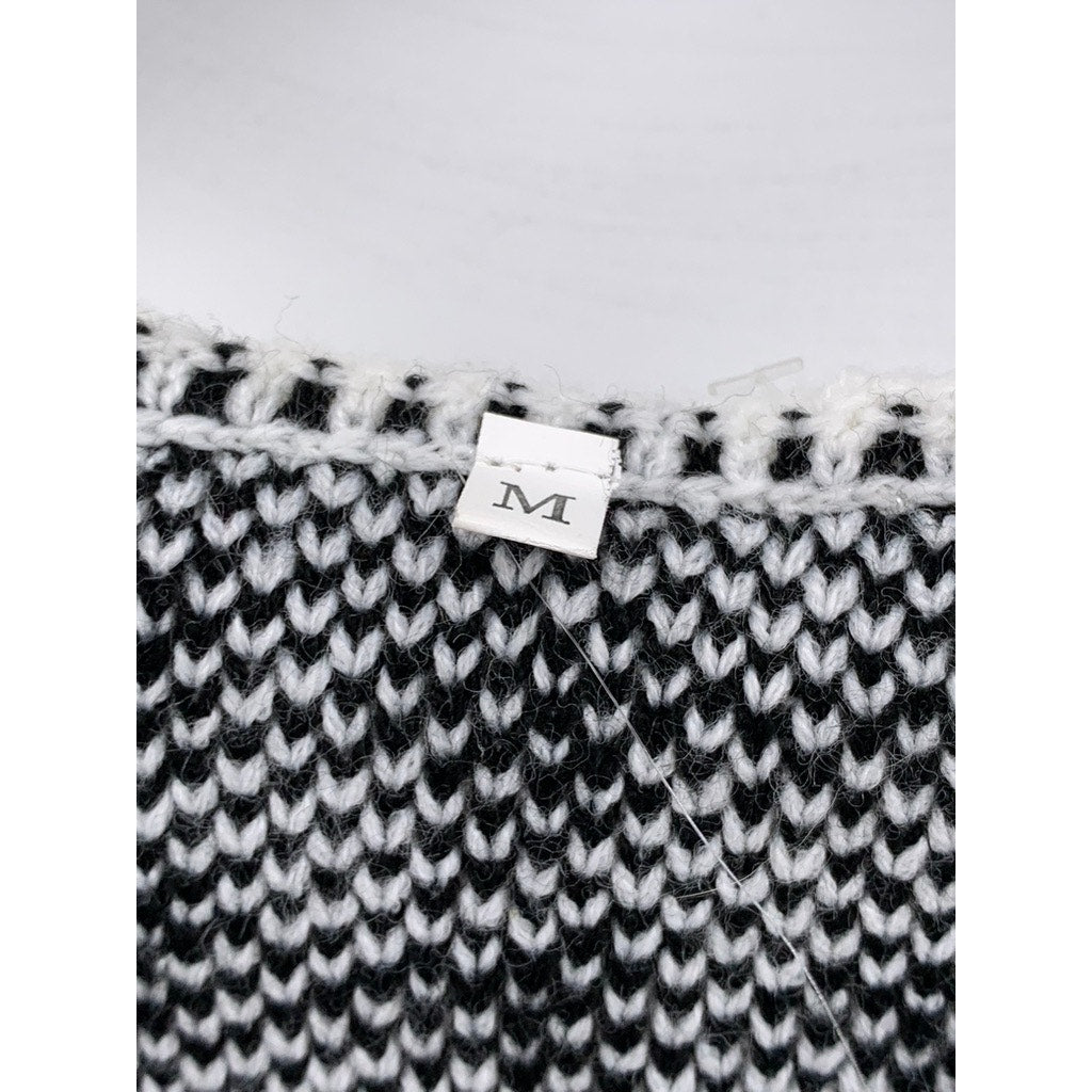 UNBRANDED Women's Black-White Houndstooth V-Neck Knit Sweater Vest SZ M