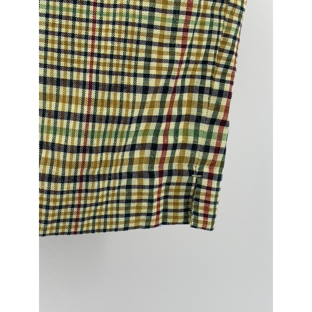 HIRSCH Women's Vintage Yellow Plaid 80's High-Rise Loose-Fit Shorts SZ 6