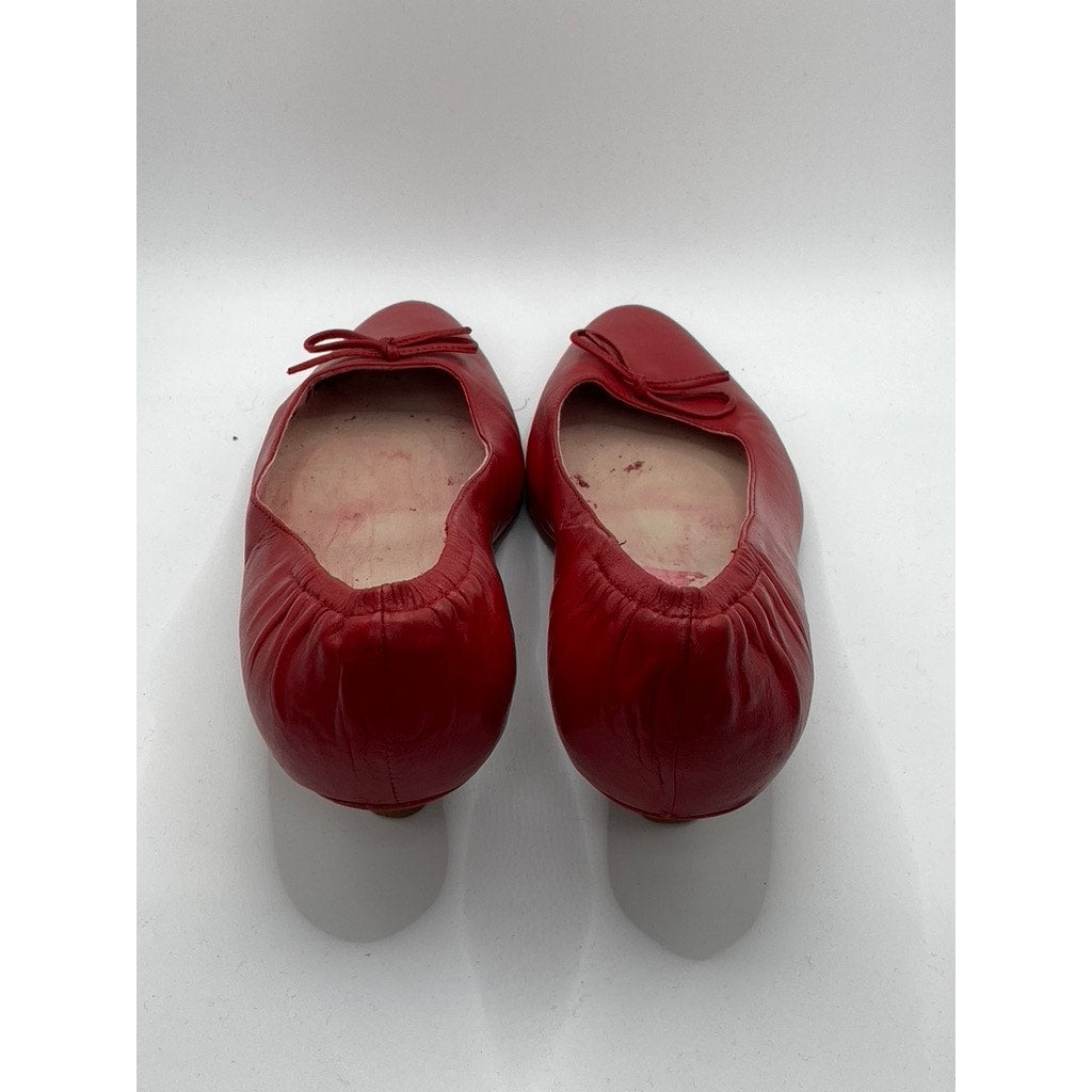 NATURALIZER Women's Dark Red Leather Round-Toe Kitten-Heel Slip-On Pumps SZ 7