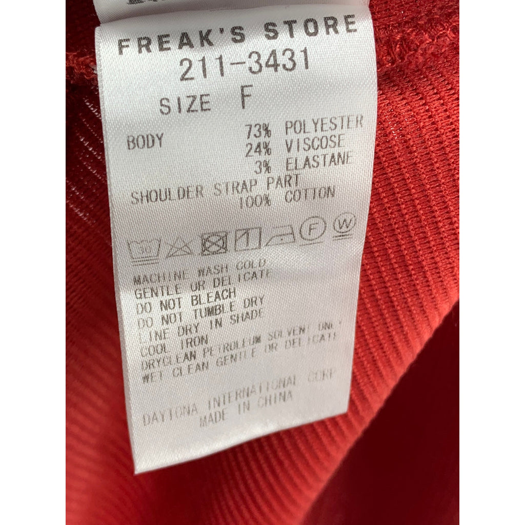 FREAKS STORE Women's Red Textured Sleeveless Halter Tie-Back Jumpsuit SZ M/L