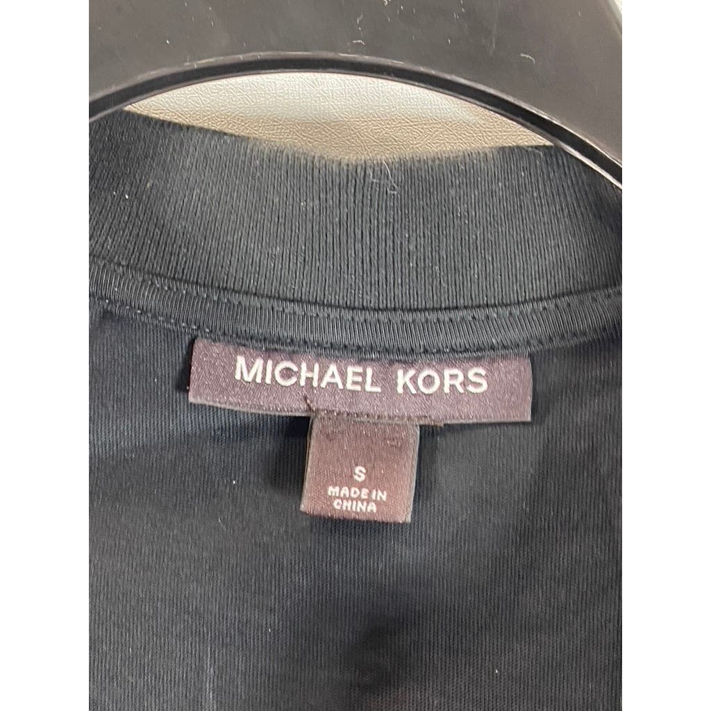 MICHAEL KORS Men's Black/White Cotton MK Logo Short Sleeve Polo Shirt SZ S