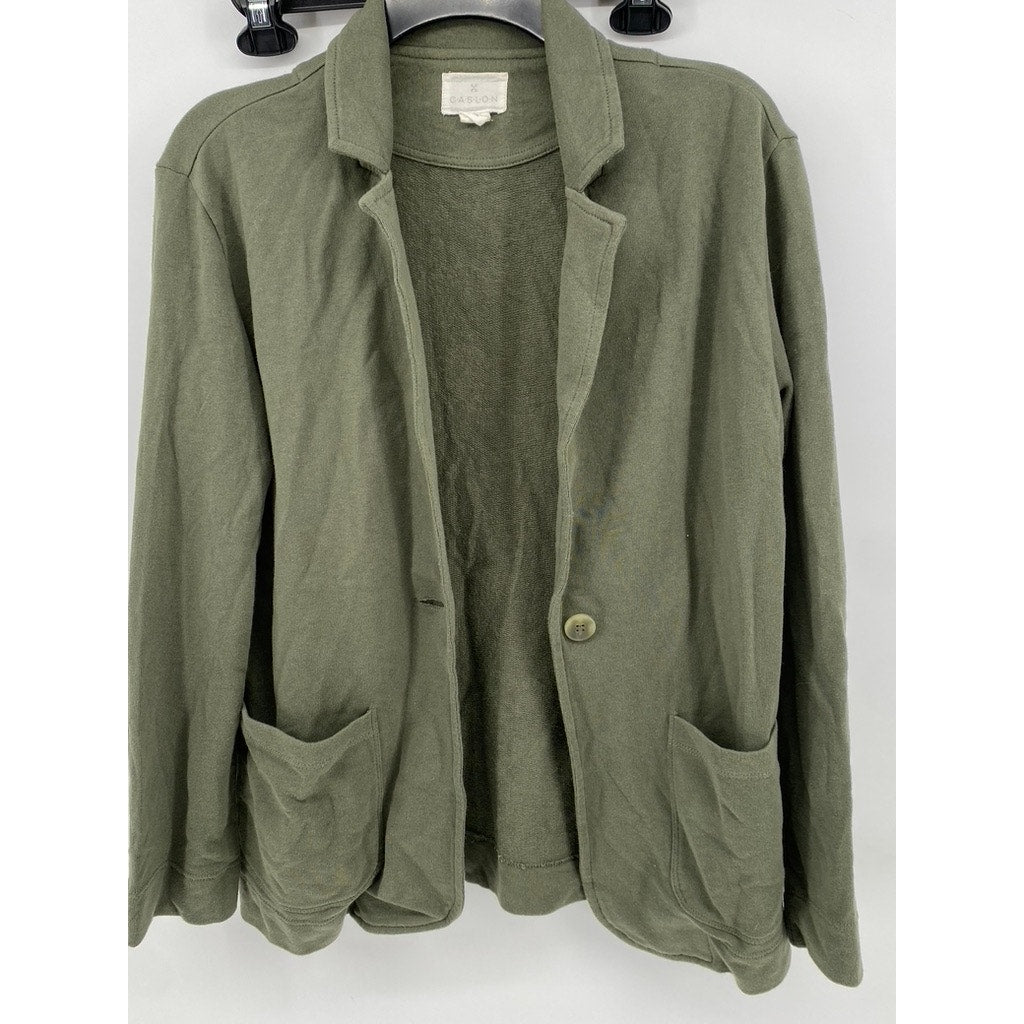 CASLON Women's Olive Green One-Button Notch Collar Blazer SZ S