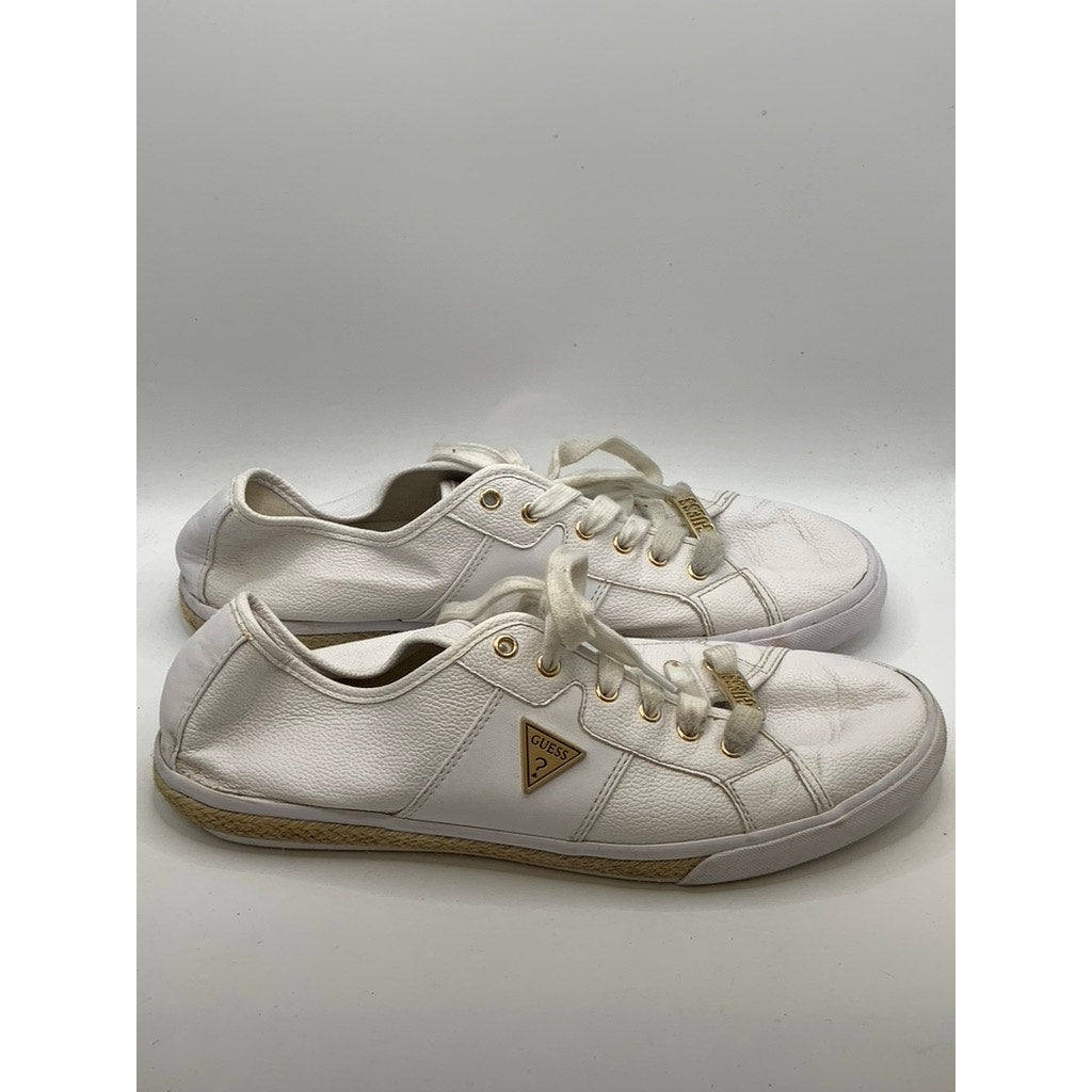 Women's White Logo Espadrille Trim Sneakers SZ 11