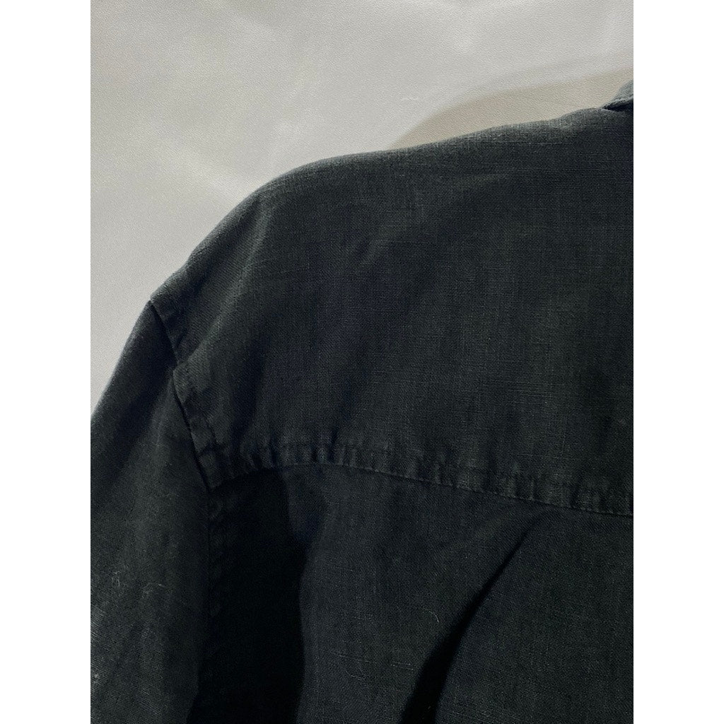 STANDARD JAMES PERSE Women's Black Linen Button-Up Long Sleeve Shirt SZ 1(S)