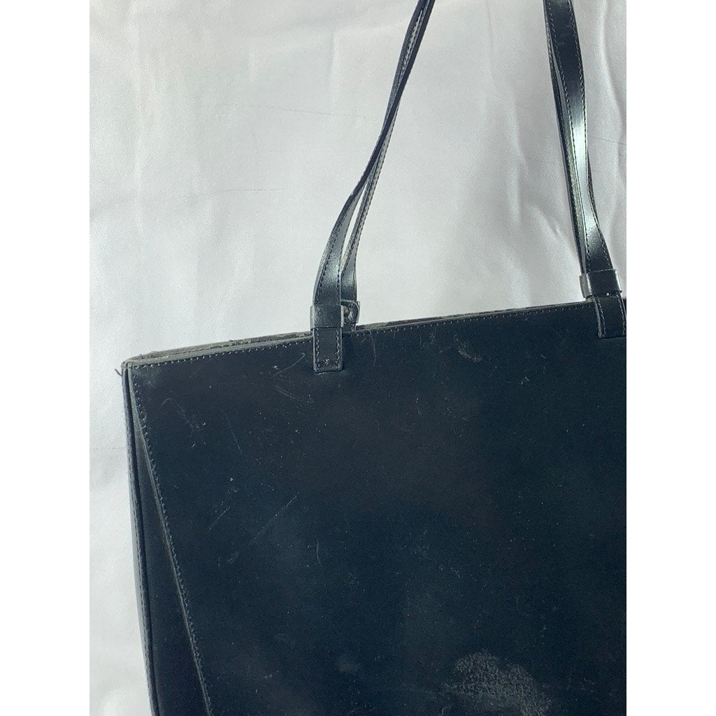 PRIMTEMPS Women's Black Faux-Leather Large Shoulder Bag