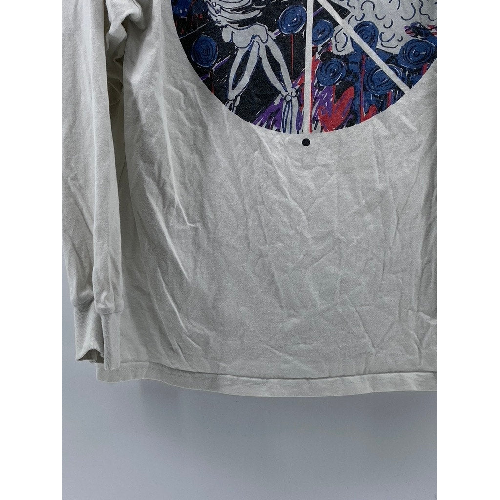 POLAR Men's White Crewneck Skater Graphic Long Sleeve Casual T-Shirt SZ S