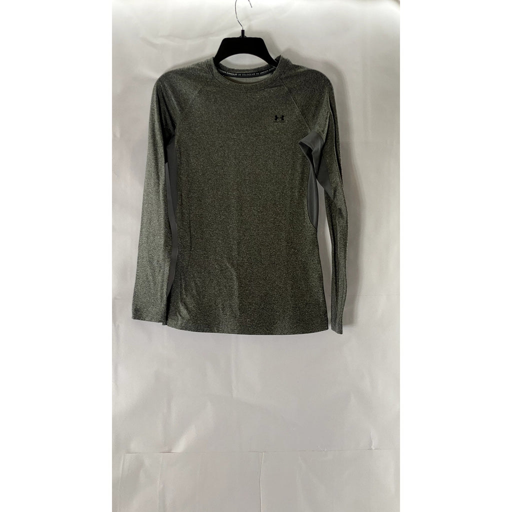 UUNDER ARMOUR Men's Charcoal Light Heather ColdGear Fitted Crewneck T-Shirt SZ S