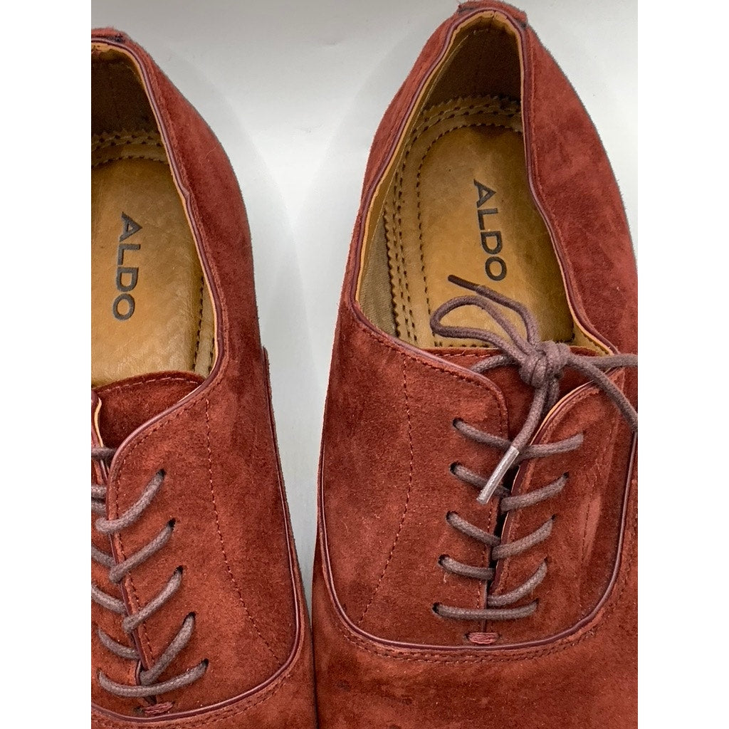 ALDO Men's Burgundy Suede Lace-Up Oxford Shoes SZ 8