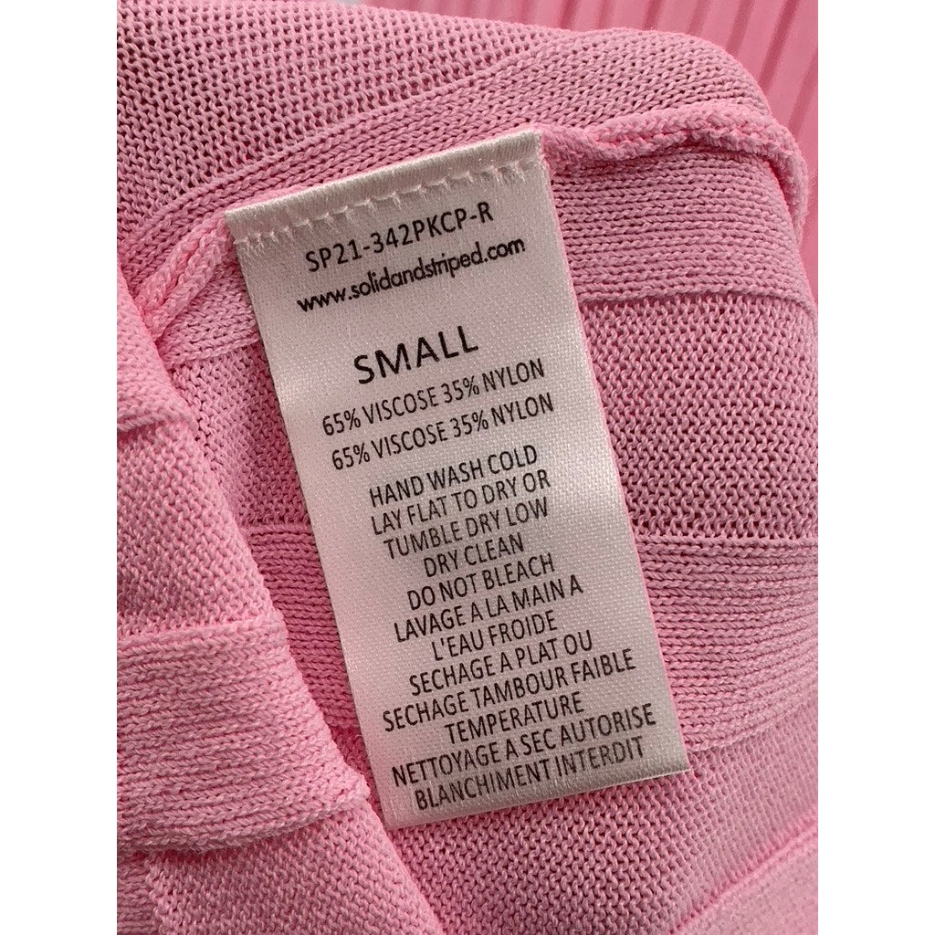 SOLID & STRIPED Women's Light Pink The Aubrey Ribbed V-Neck Maxi Dress SZ S