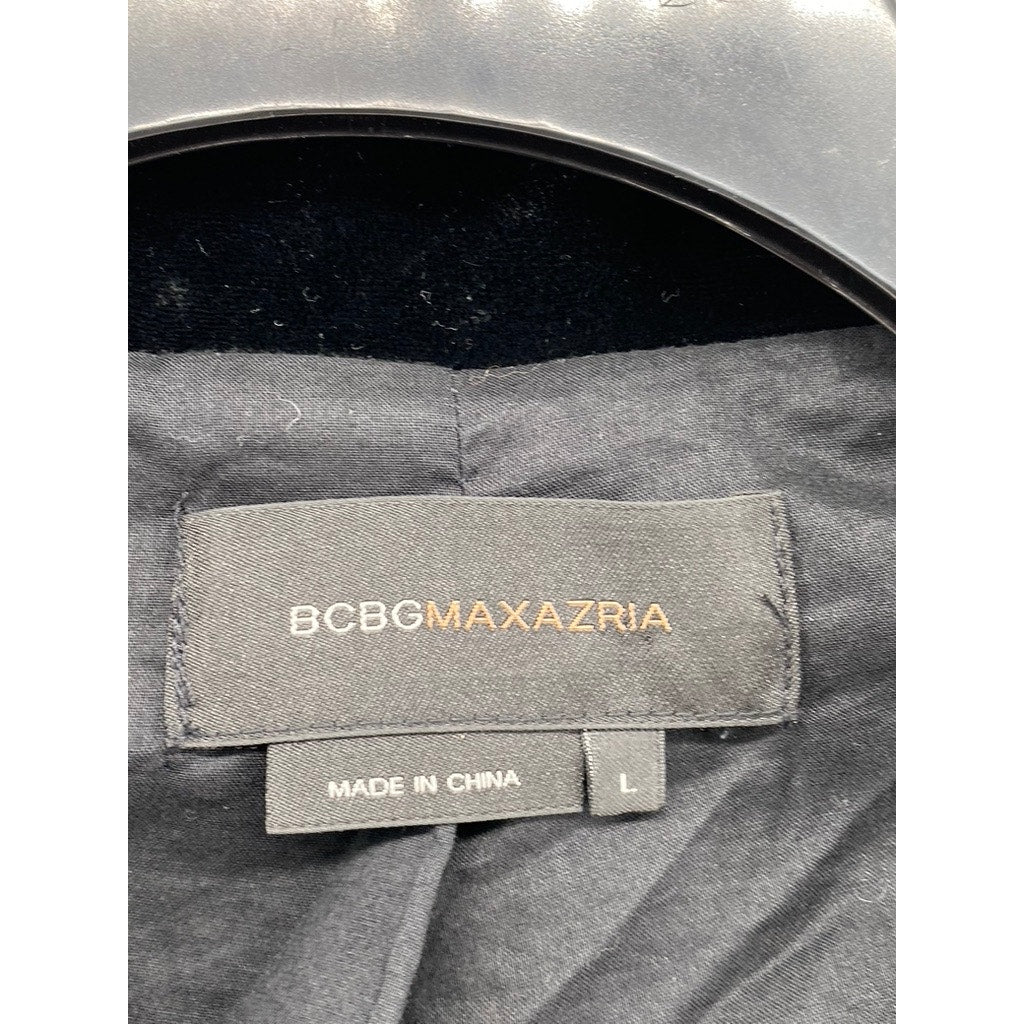 BCBGMAXAZRIA Women's Black Velour Single-Button Long Sleeve Blazer SZ L