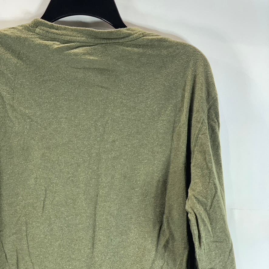 EDDIE BAUER Men's Olive Green Cotton Crewneck Essential Long Sleeve T-Shirt SZ S
