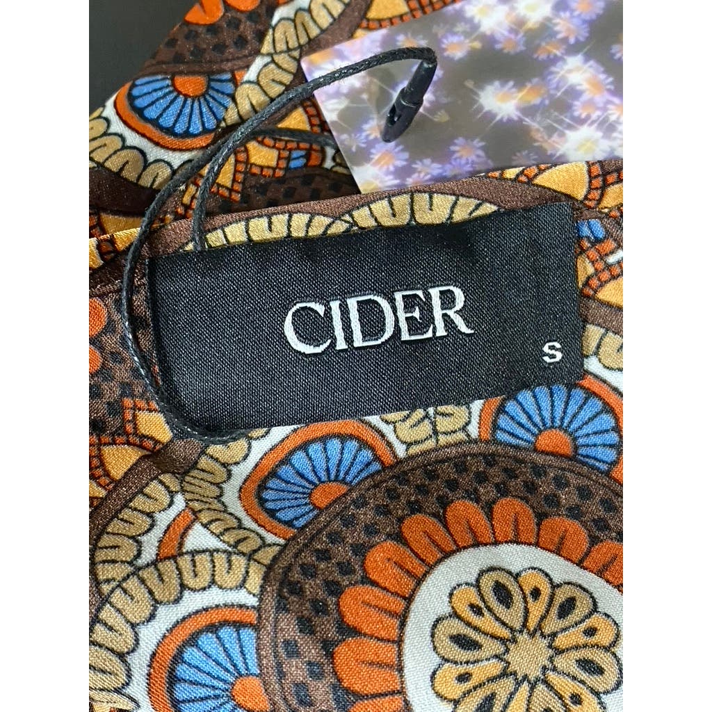 CIDER Women's Brown Boho Floral Print Backless Crop Cinched Tank Top SZ S(US4)