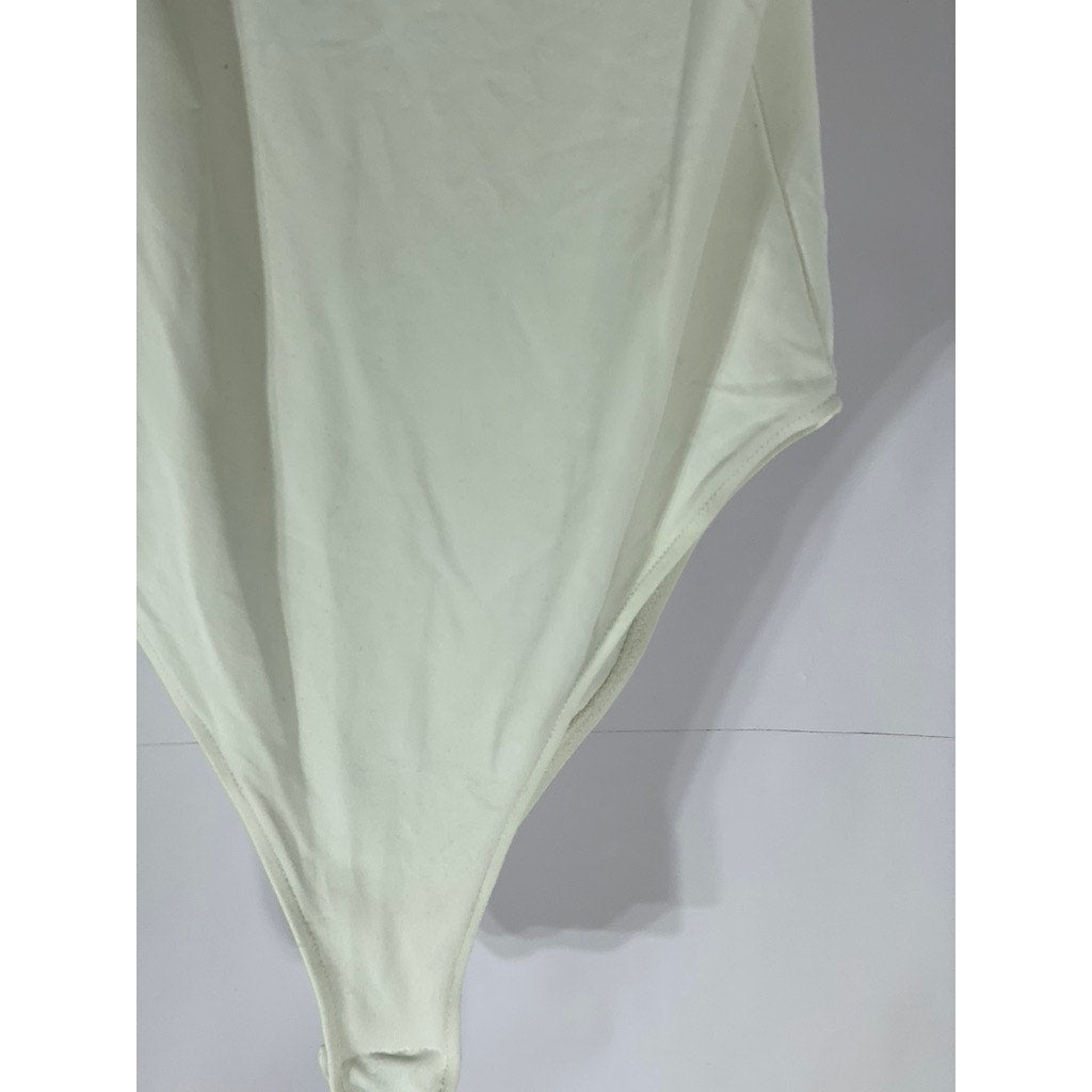 ZARA Women's White Solid Scoop-Neck Sleeveless Bodysuit SZ S