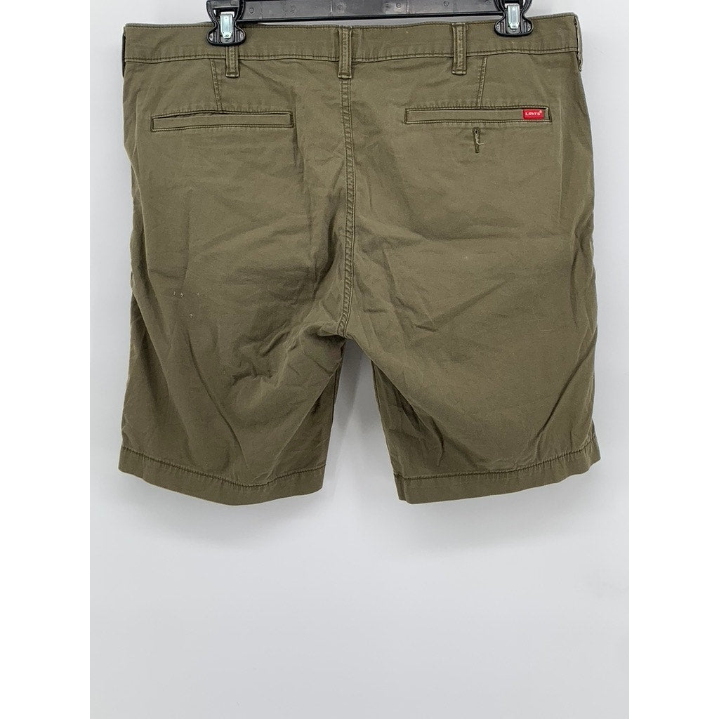 LEVIS Men's Olive Green XX Chino Distressed Relaxed Cotton Shorts SZ 38