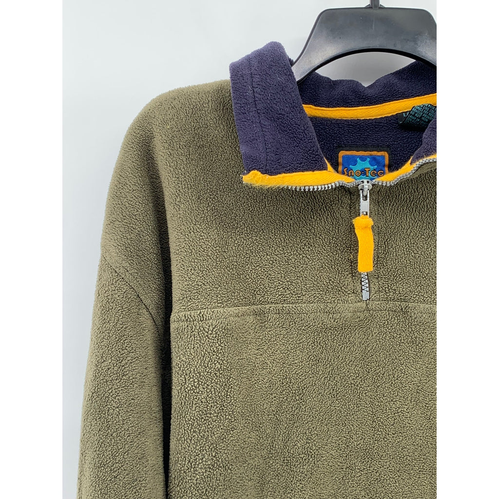 SNO-TEC Men’s Olive Green Pullover Fleece Half-Zip Long Sleeve Sweater SZ L