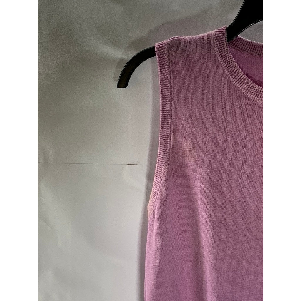 J. CREW Women's Pink Crewneck Knit Sleeveless Sweater Vest SZ M