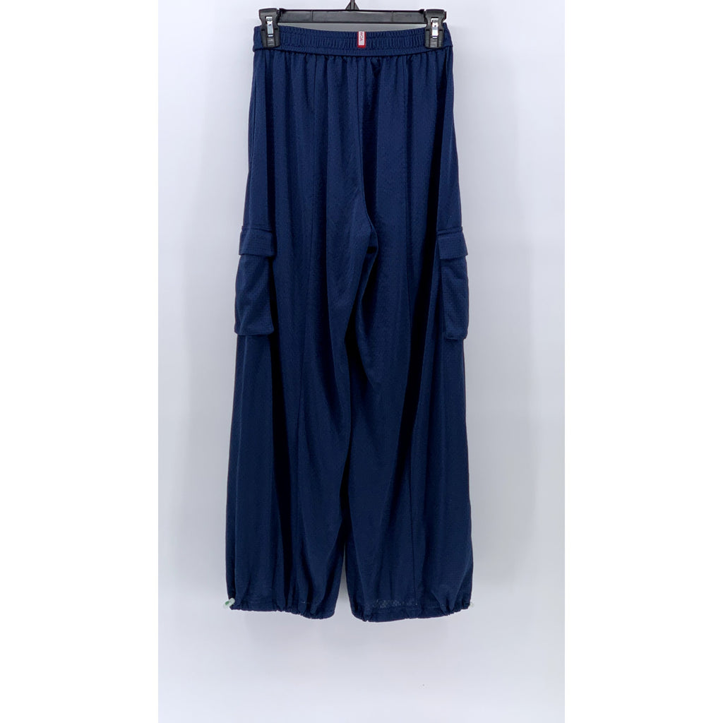 WOA Women's Blue Mesh Relaxed Wide-Leg Pull-On Cargo Pants SZ S