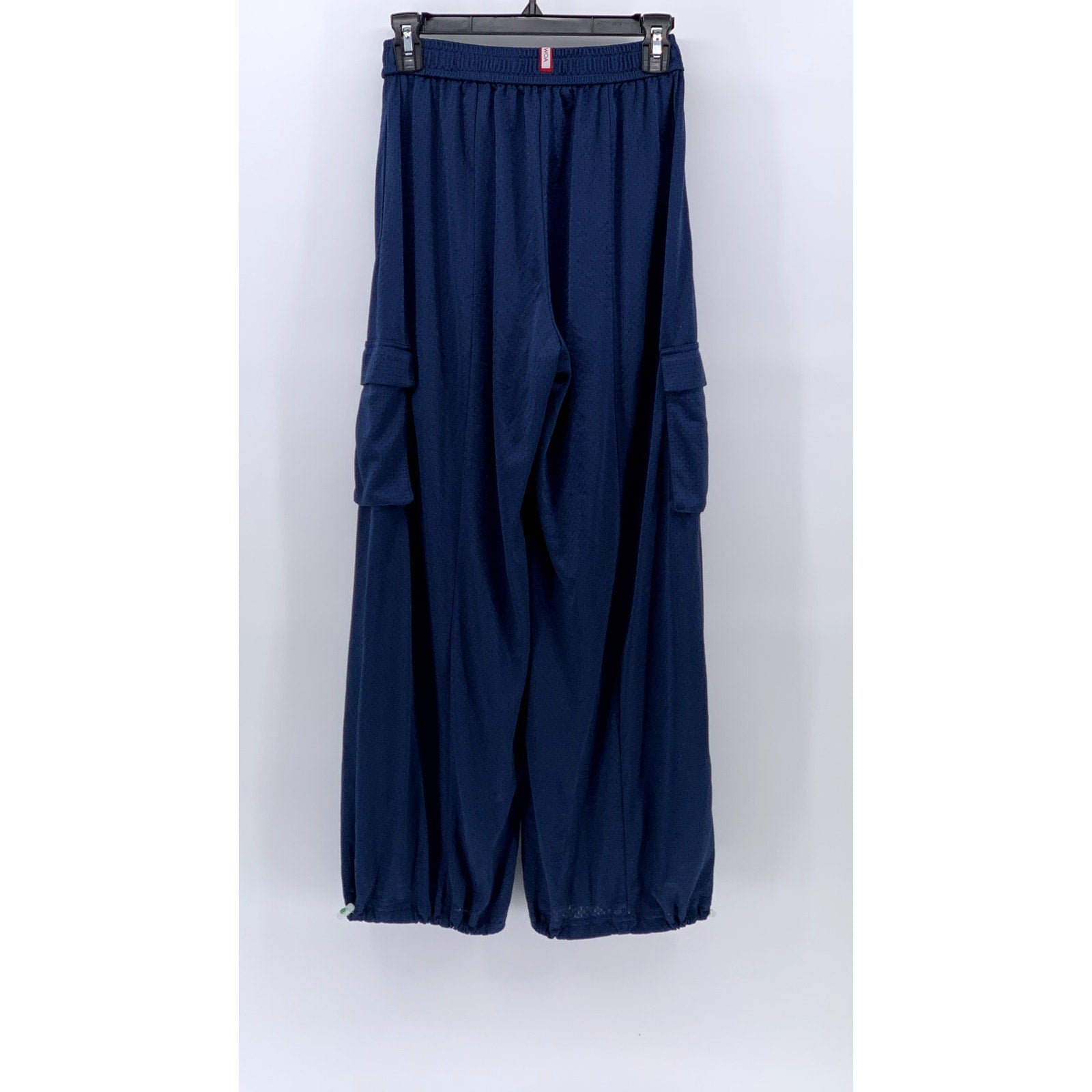 WOA Women's Blue Mesh Relaxed Wide-Leg Pull-On Cargo Pants SZ S