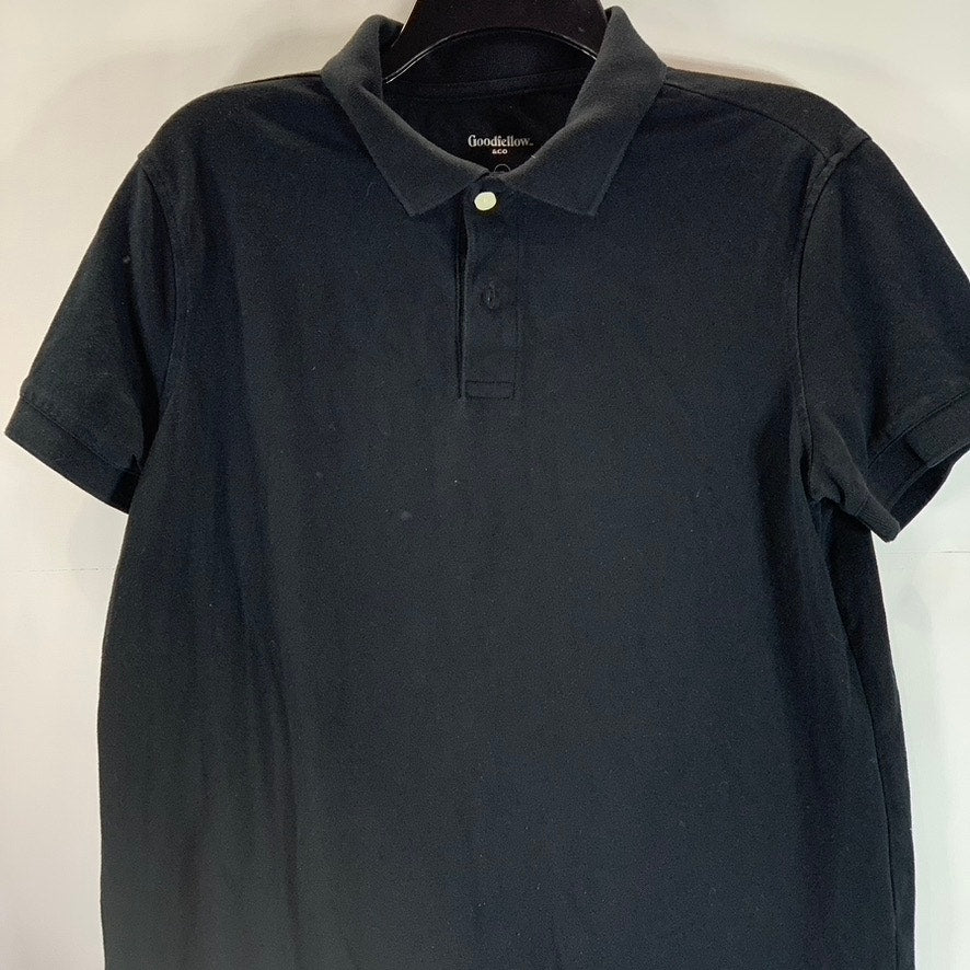 GOODFELLOW & CO Men's Solid Black Loring Standard-Fit Short Sleeve Polo SZ M