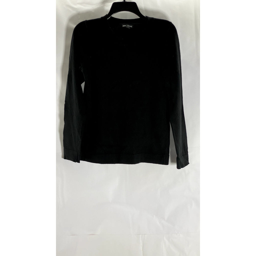 J. CREW MERCANTILE Women's Black Solid Crewneck Cotton-Blend Sweater SZ XS