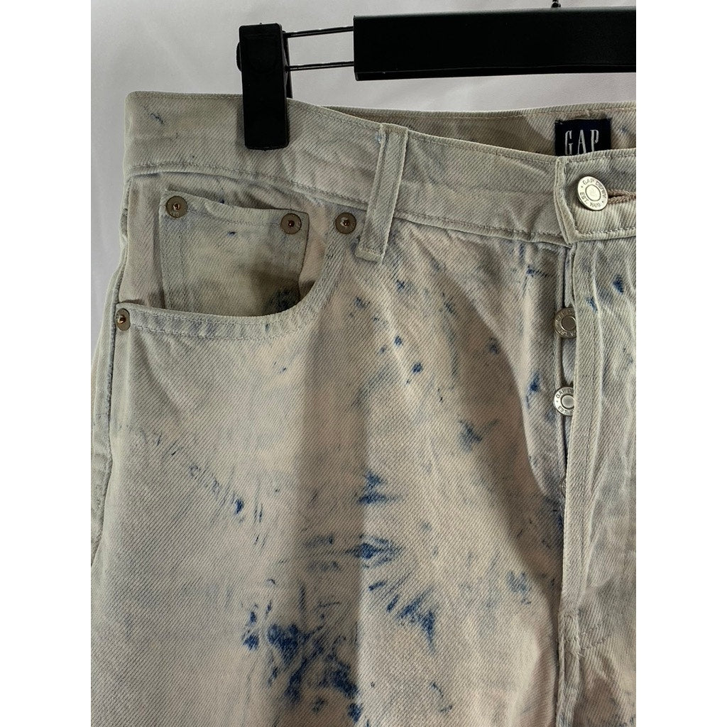 GAP DENIM Women's Pink-Blue Tie-Dye Cheeky Denim Straight Jean SZ 10/30