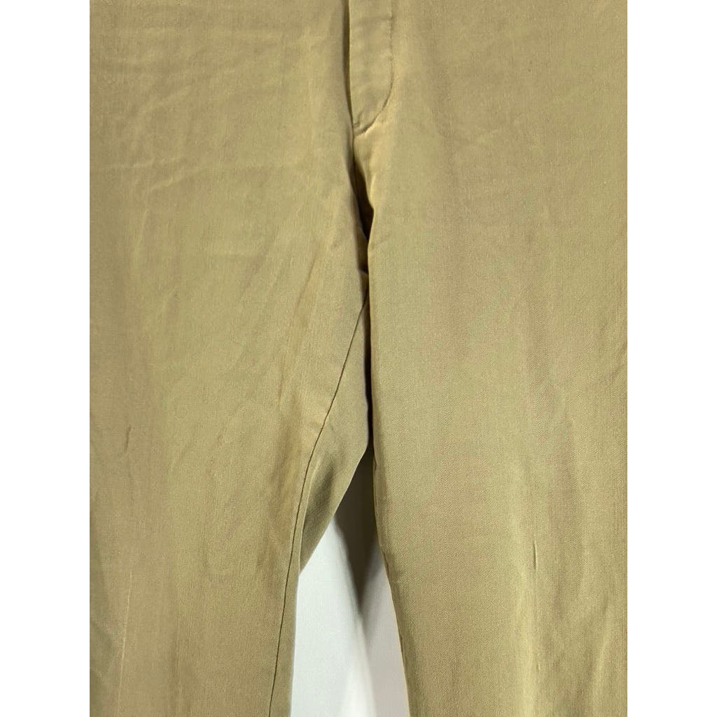 JOSEPH & FEISS Men's Tan Cuffed Flat Front Wool Dress Pants SZ 36