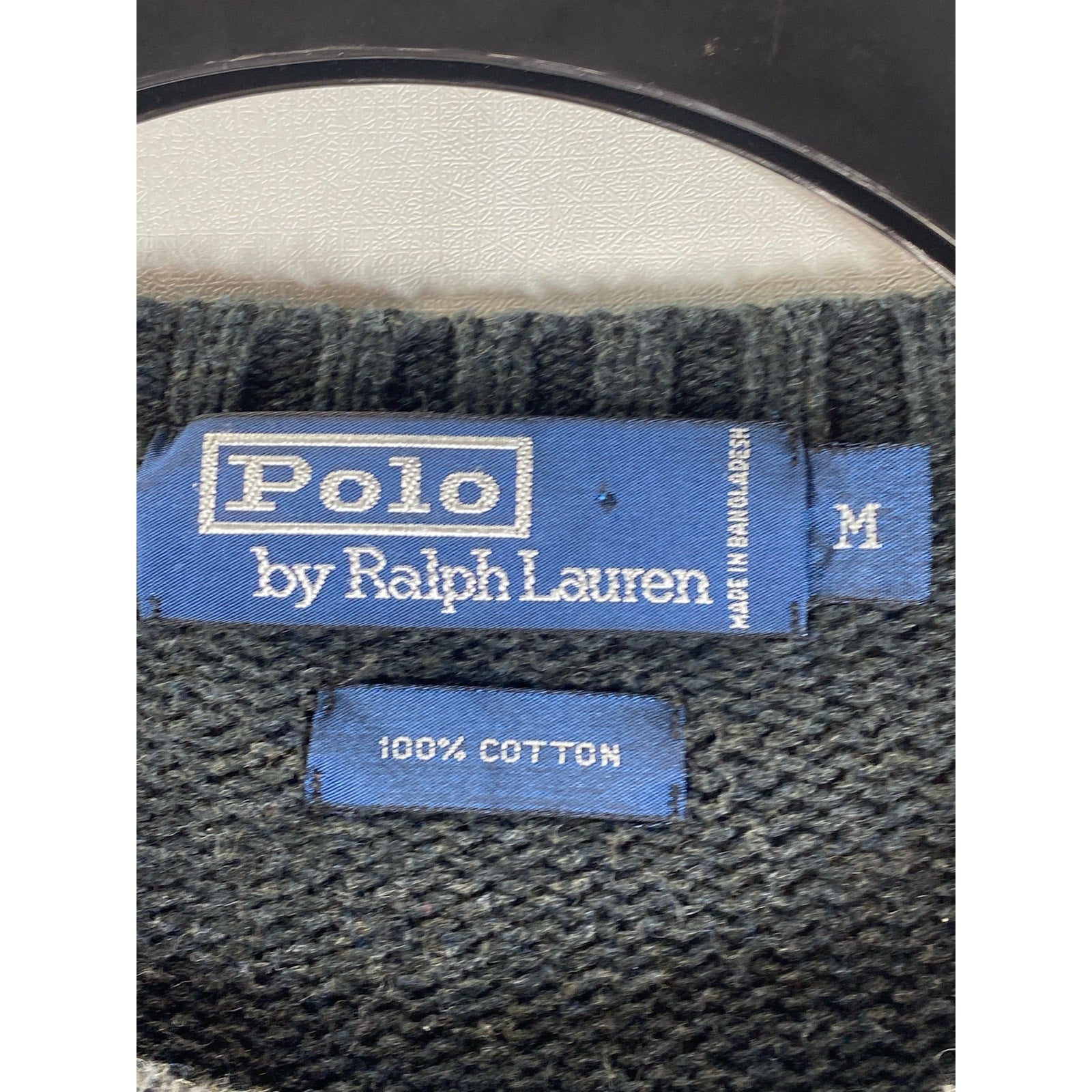 POLO BY RALPH LAUREN Men's Charcoal Cotton Vintage Crewneck Pullover Sweater SZM