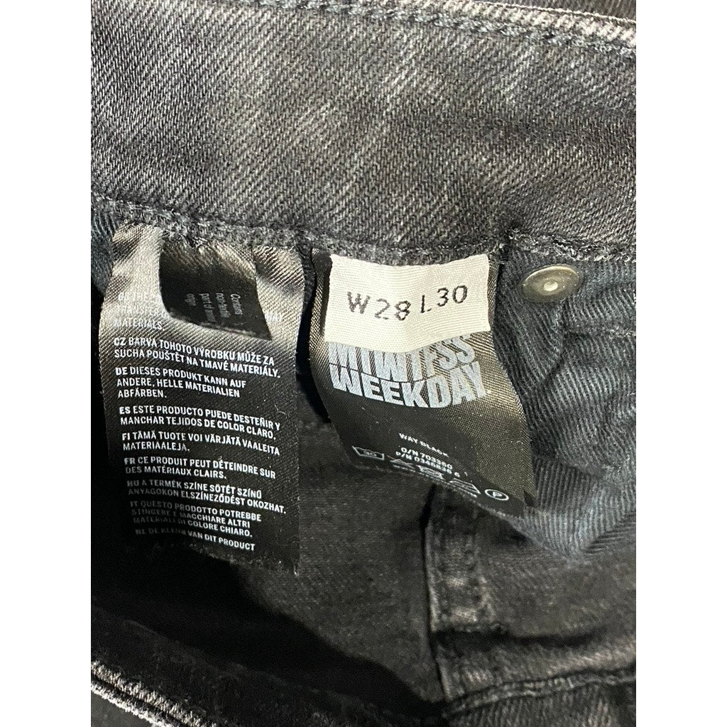 MTWTFSS WEEKDAY Women's Way Black Skinny-Fit Raw-Hem Denim Jeans SZ 28X30