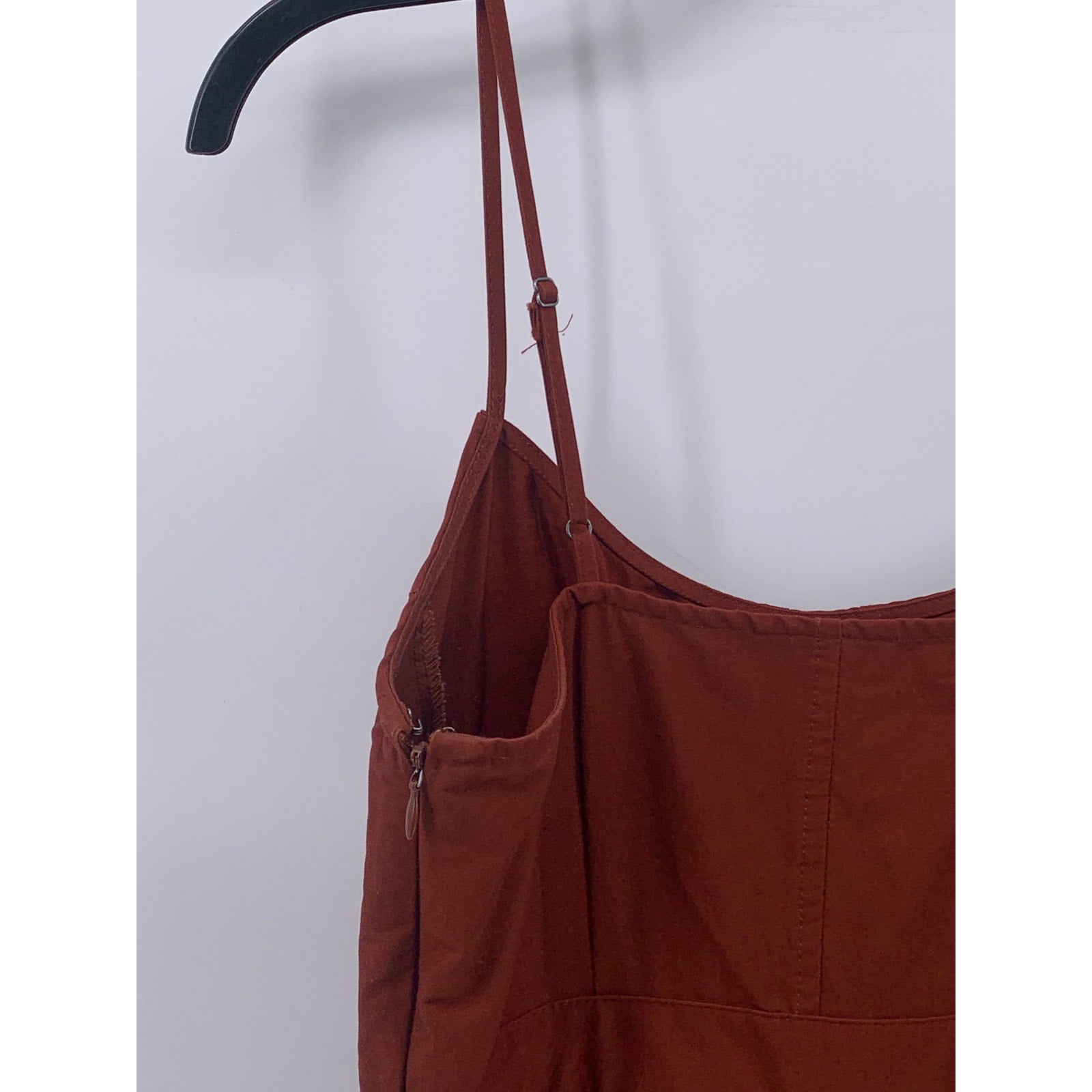 FUTURE COLLECTIVE Women's Rust Orange Scoop-Neck A-Line Belted Midi Dress SZ 2