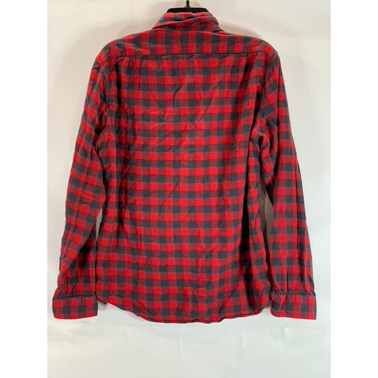 J.CREW Men's Red/Black Cotton Flannel Slim-Fit Button-Up Long Sleeve Shirt SZ M