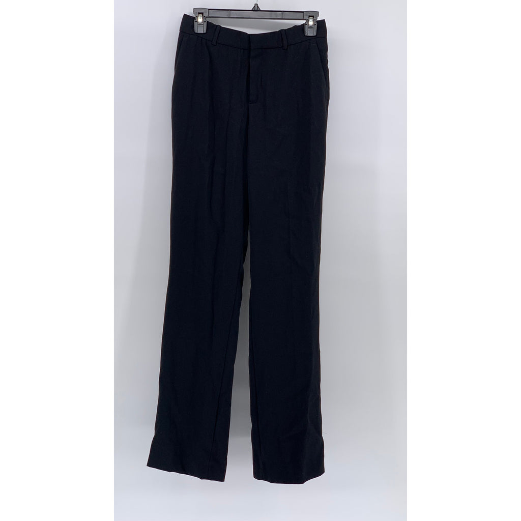 ZARA Women's Black Solid Straight-Leg High-Rise Flat Front Pants SZ S