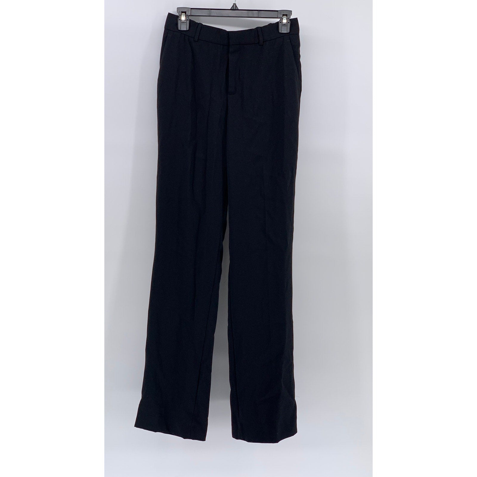 ZARA Women's Black Solid Straight-Leg High-Rise Flat Front Pants SZ S