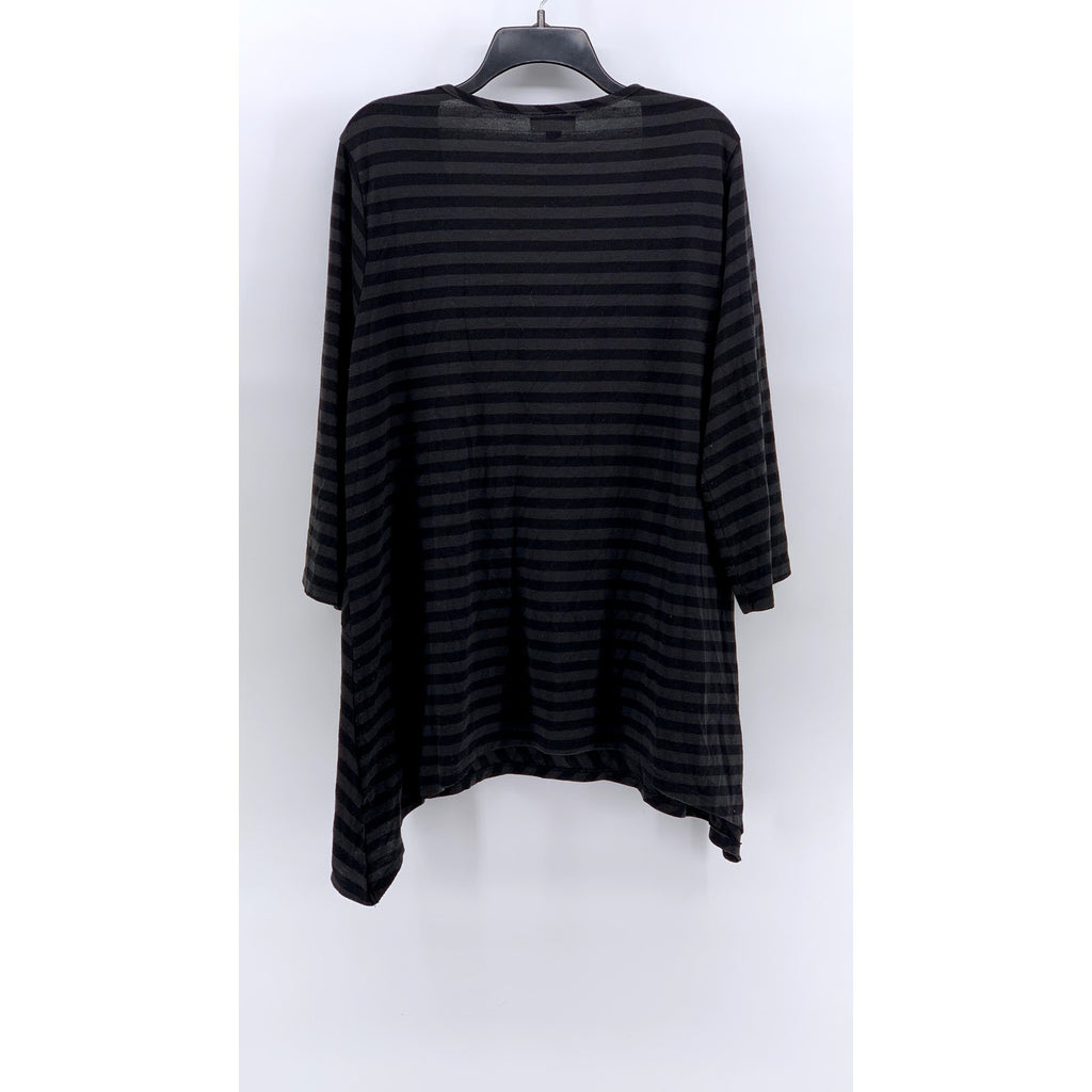 GREAT NORTHWEST INDIGO Women's Plus Black-Gray Striped Long Sleeve Top SZ 2X