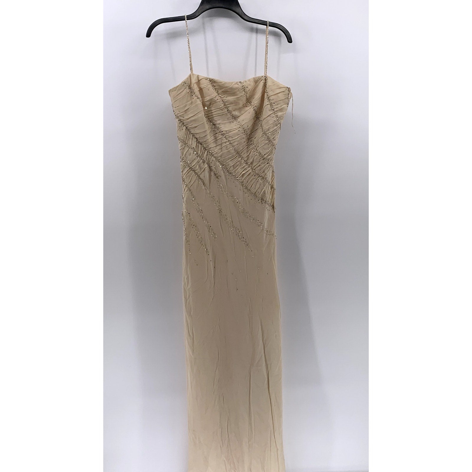 CHRISTYNE FORTI Women's Beige Rhinestone 2-Pc Gown SZ 12