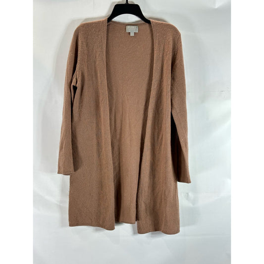 PURE COLLECTION Women's Taupe Open-Front Cashmere Cardigan SZ M