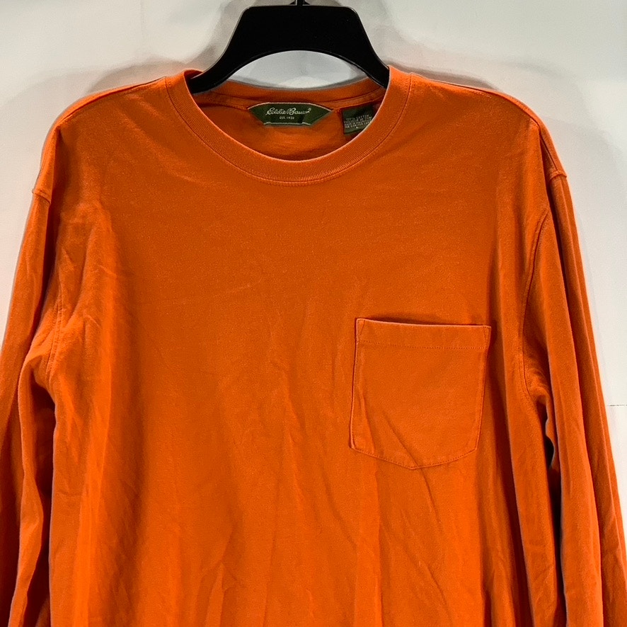 EDDIE BAUER Men's Orange Cotton Crewneck Long Sleeve T-Shirt SZ L