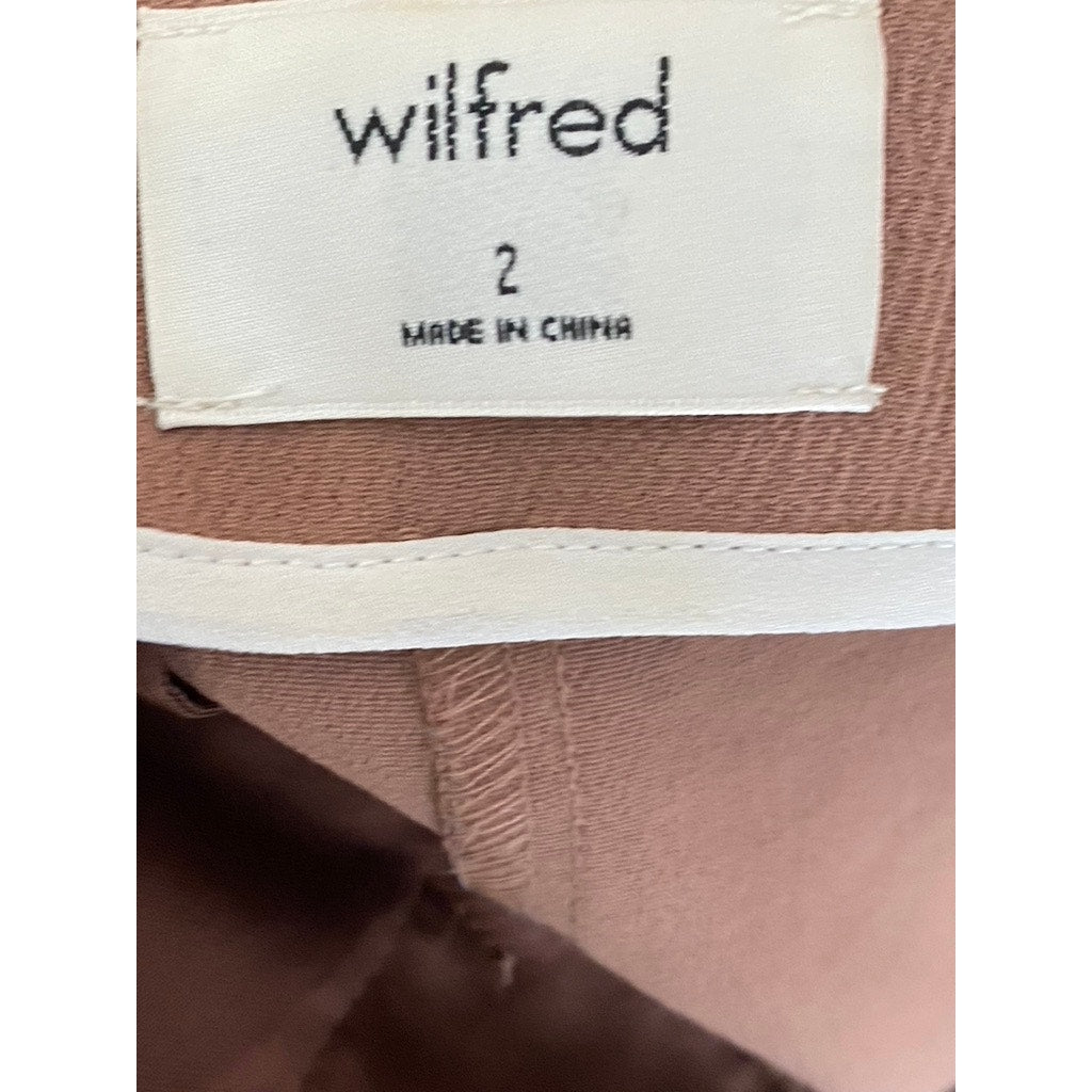 WILFRED Women's Brown Straight-Leg Pleated High-Rise Cropped Trousers SZ 2