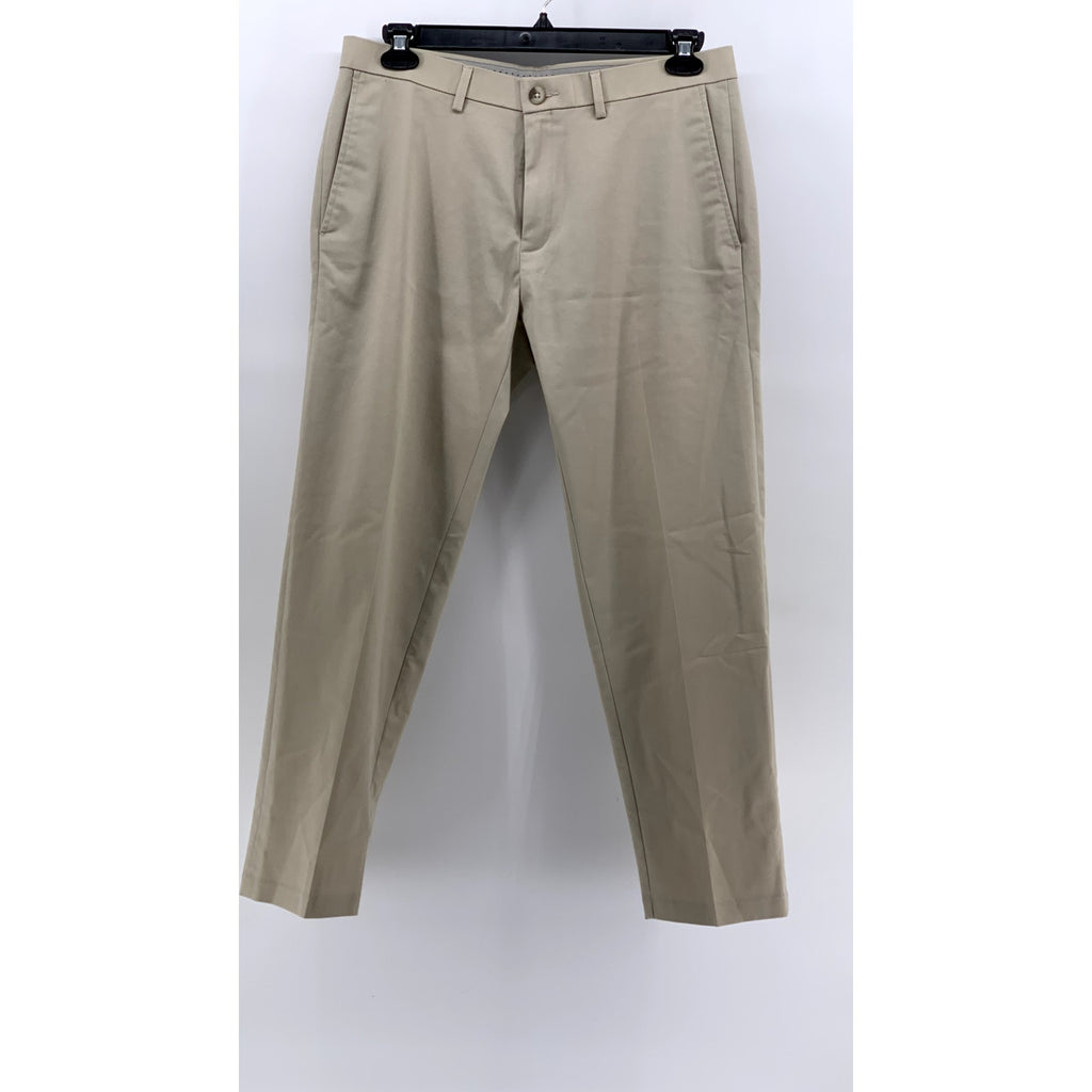 HAGGAR Men's Tan Straight-Fit Flat Front Pants SZ 34X29