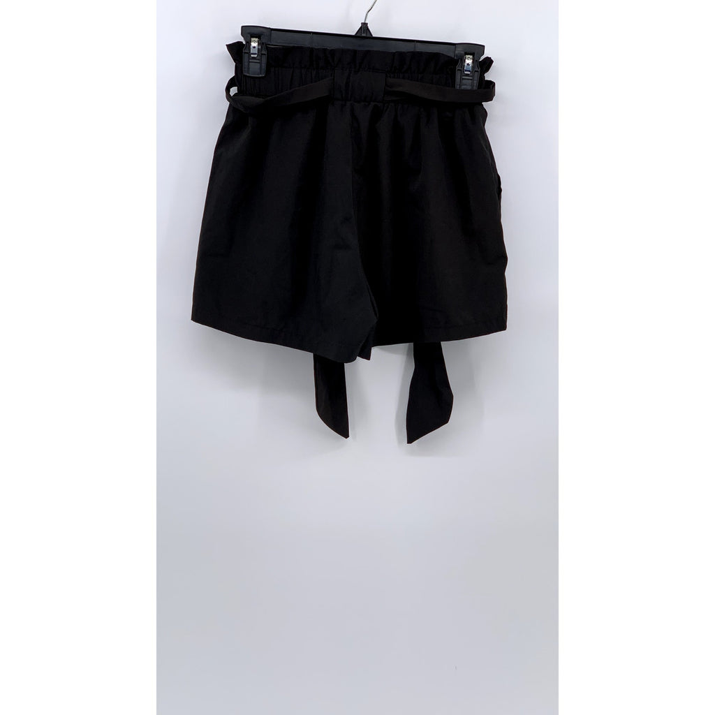 SHEIN Women's Black Solid Pull-On Relaxed Fit Paperbag Shorts SZ S
