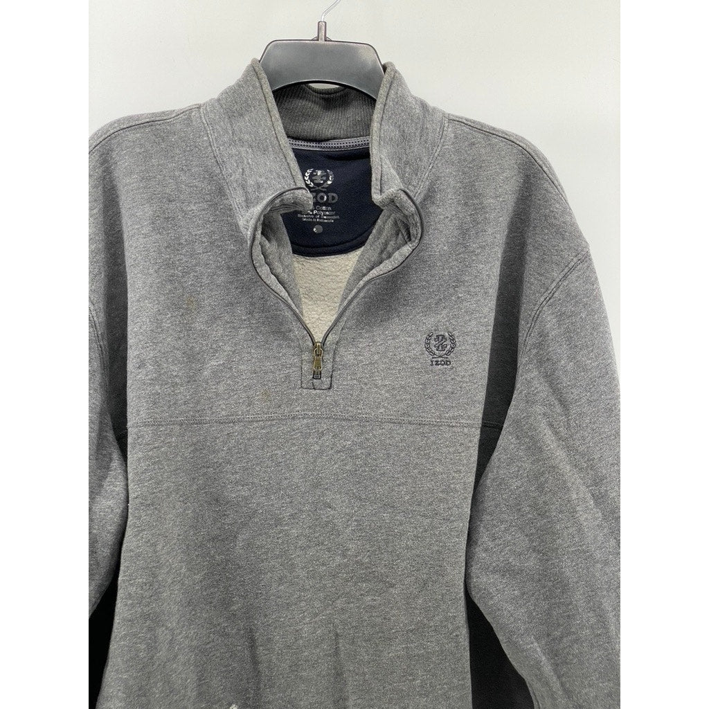 IZOD Men's Charcoal Gray Half Zip Stand Collar Long Sleeve Sweater SZ M